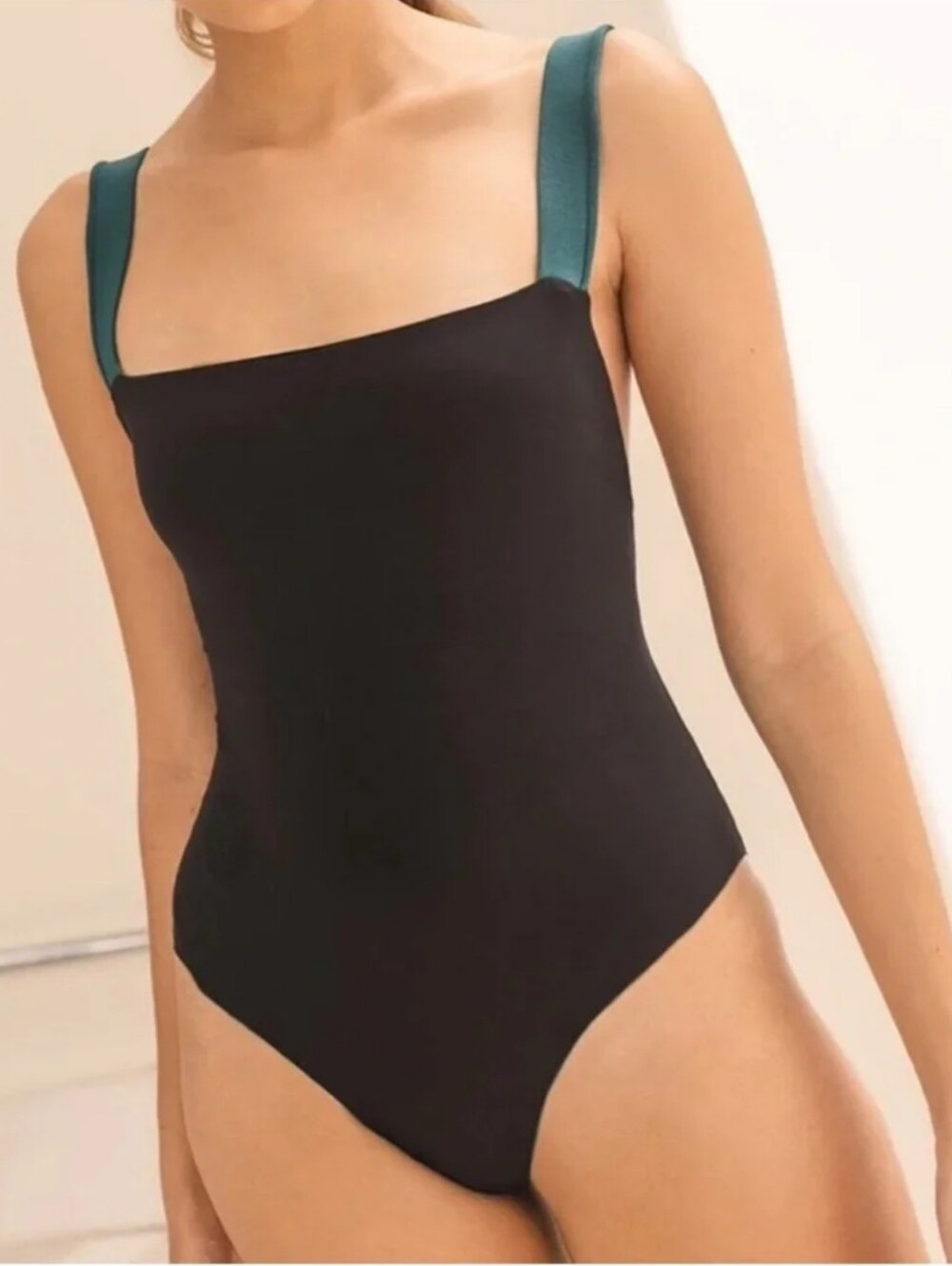 Amarelle Swimwear Chevelier Reversible One Piece Bathing Suit Aqua/Black - Picture 3 of 10
